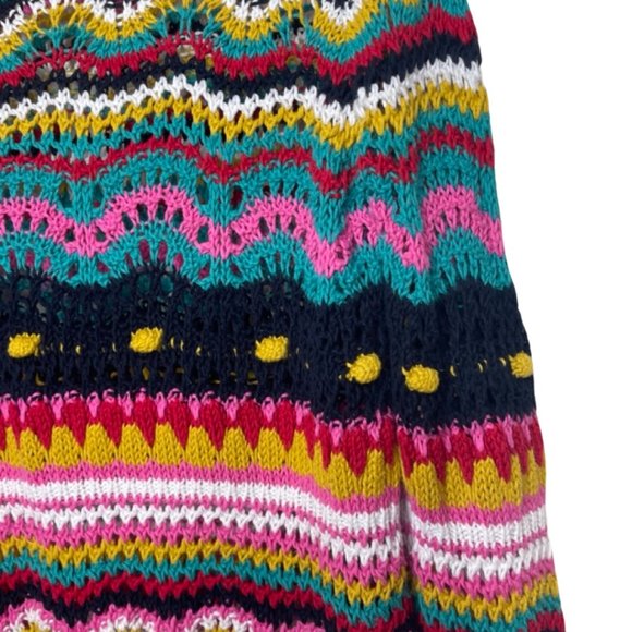 LA SEINE | Reto Multi-color Textured Open Knit Crochet Sweater | Size S - Picture 3 of 9